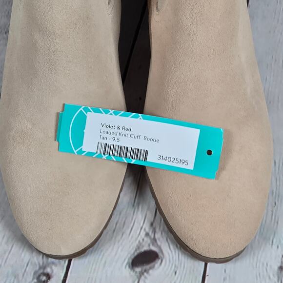 Violet & Red Loaded Knit Cuff Bootie Tan Neutral Comfort Fall Winter 9.5 NWT - Picture 9 of 10